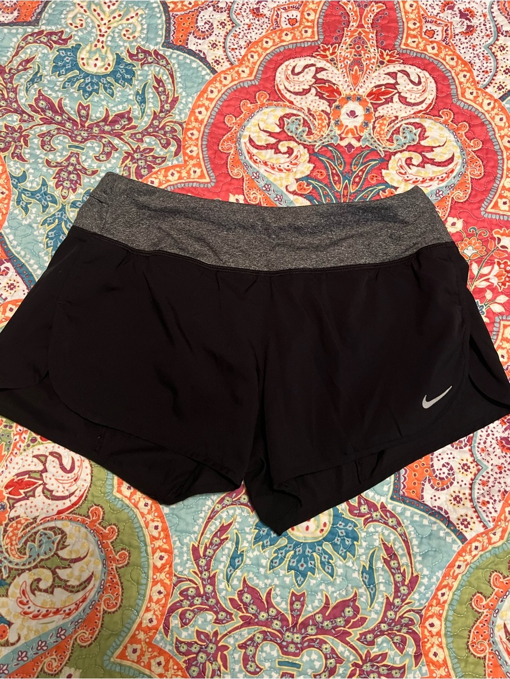 Nike Women’s Black Athletic Shorts with Gray Waistband